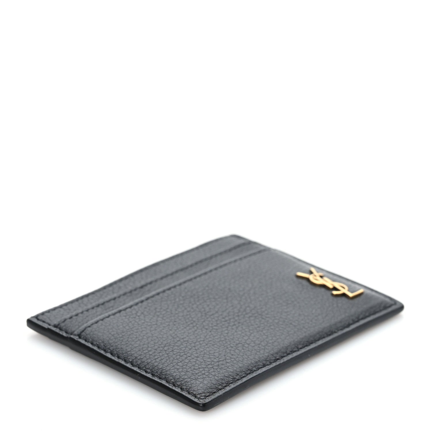 Saint Laurent Calfskin Tiny Cassandre Credit Card Case Black 4 of 7