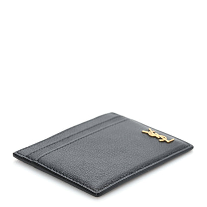 Saint Laurent Calfskin Tiny Cassandre Credit Card Case Black 4 of 7