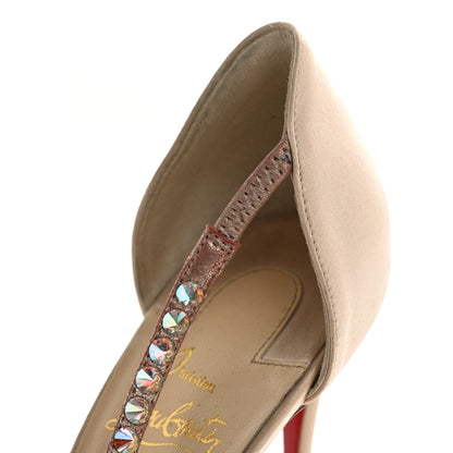 Christian Louboutin Satin PVC Suede Stud Krystal Cross 100 Pumps 39.5 Nude 9 of 9