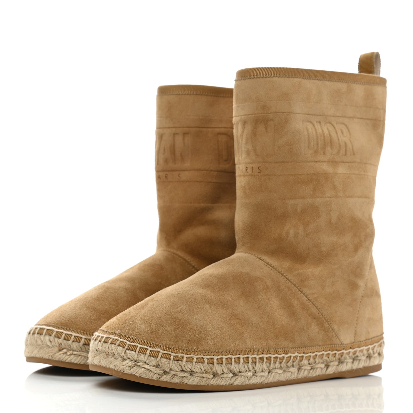 Calfskin Suede Shearling Granville Espadrille Boots 36.5 Natural