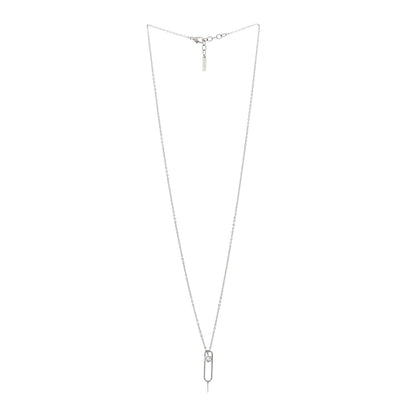 Saint Laurent Metal Crystal Sim Key Pendant Necklace Silver 3 of 6