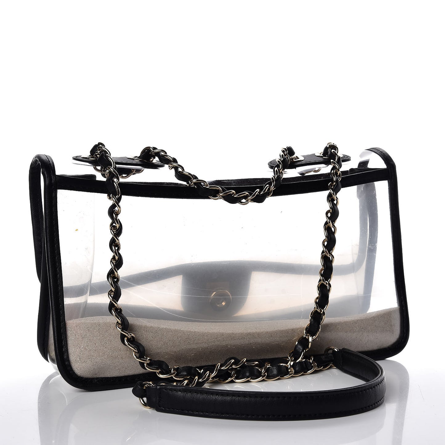 Lambskin PVC Medium Coco Sand Flap Black