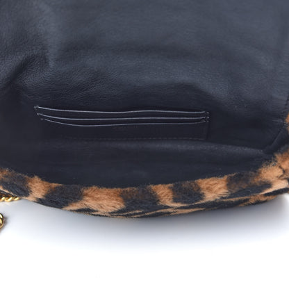 Fendi Shearling Vitello Dolce Macro FF 1974 Mini Baguette Tobacco Black 5 of 9