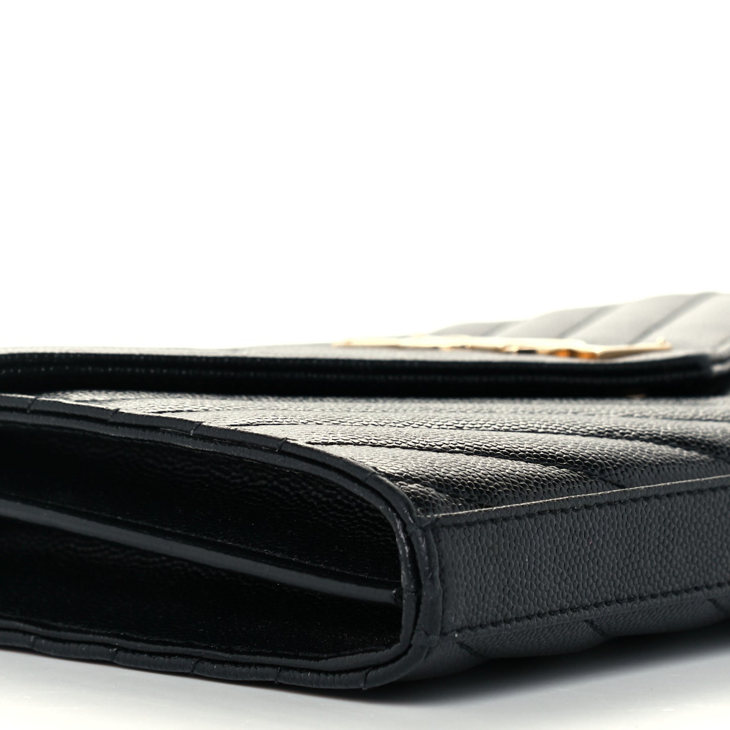 Grain De Poudre Matelasse Chevron Monogram Chain Wallet Black