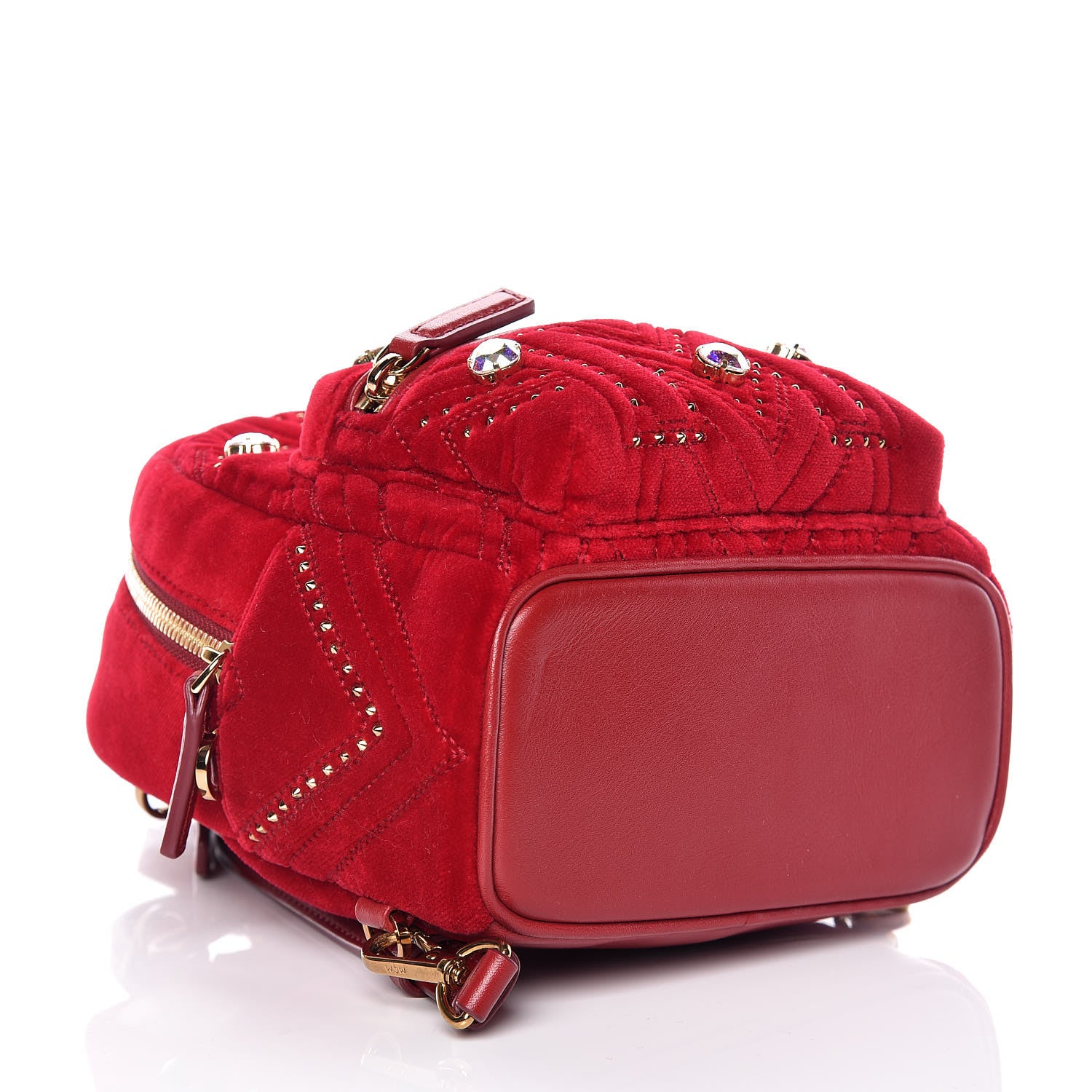 MCM Velvet Swarovski Crystal Bebe Boo Backpack Viva Red 4 of 10