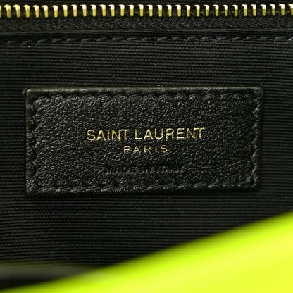 Saint Laurent Crinkled Calfskin Matelasse Monogram Medium Niki Chain Satchel Neon Yellow 6 of 10