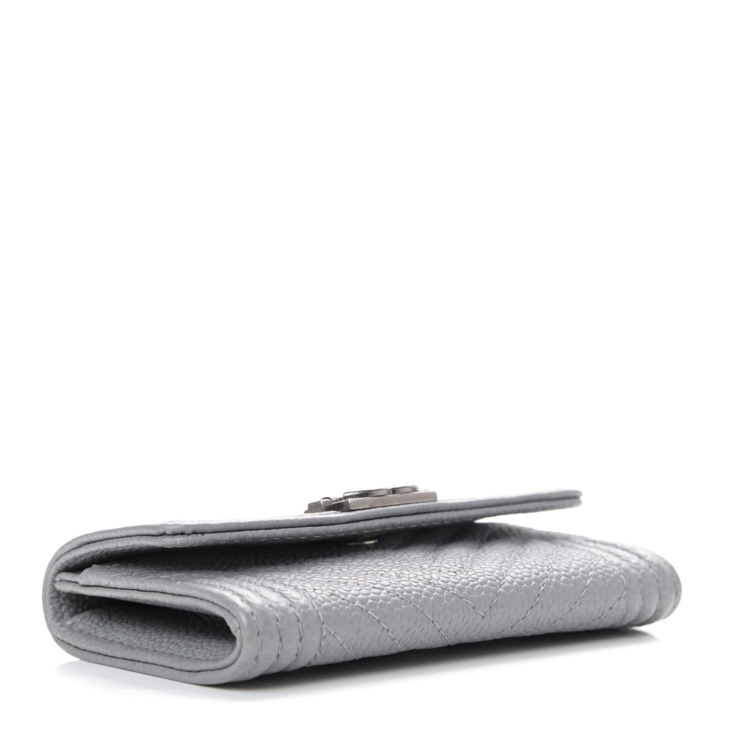 Caviar Chevron Quilted Boy Card Holder Grey