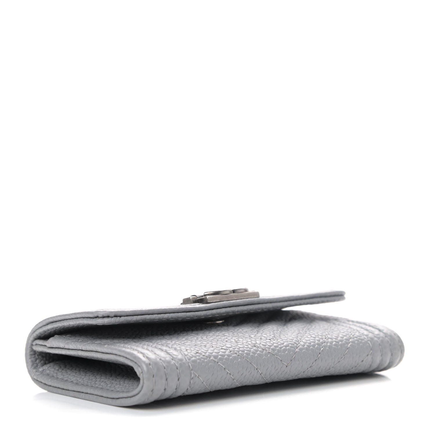 Chanel Caviar Chevron Quilted Boy Card Holder Grey 3 of 4