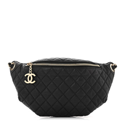 Chanel Calfskin Quilted Banane Waist Bag Fanny Pack Black 1 of 12