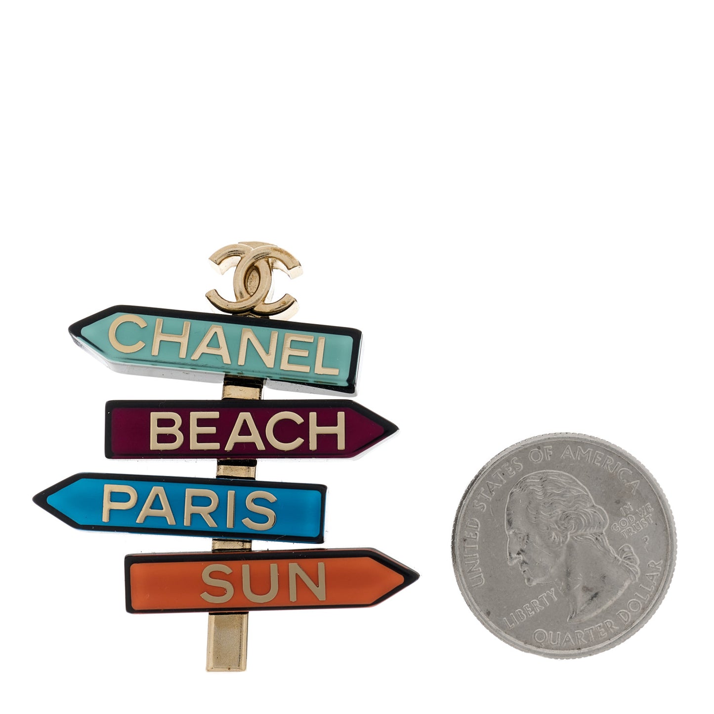 Resin Chanel By The Sea Sign Brooch Multicolor