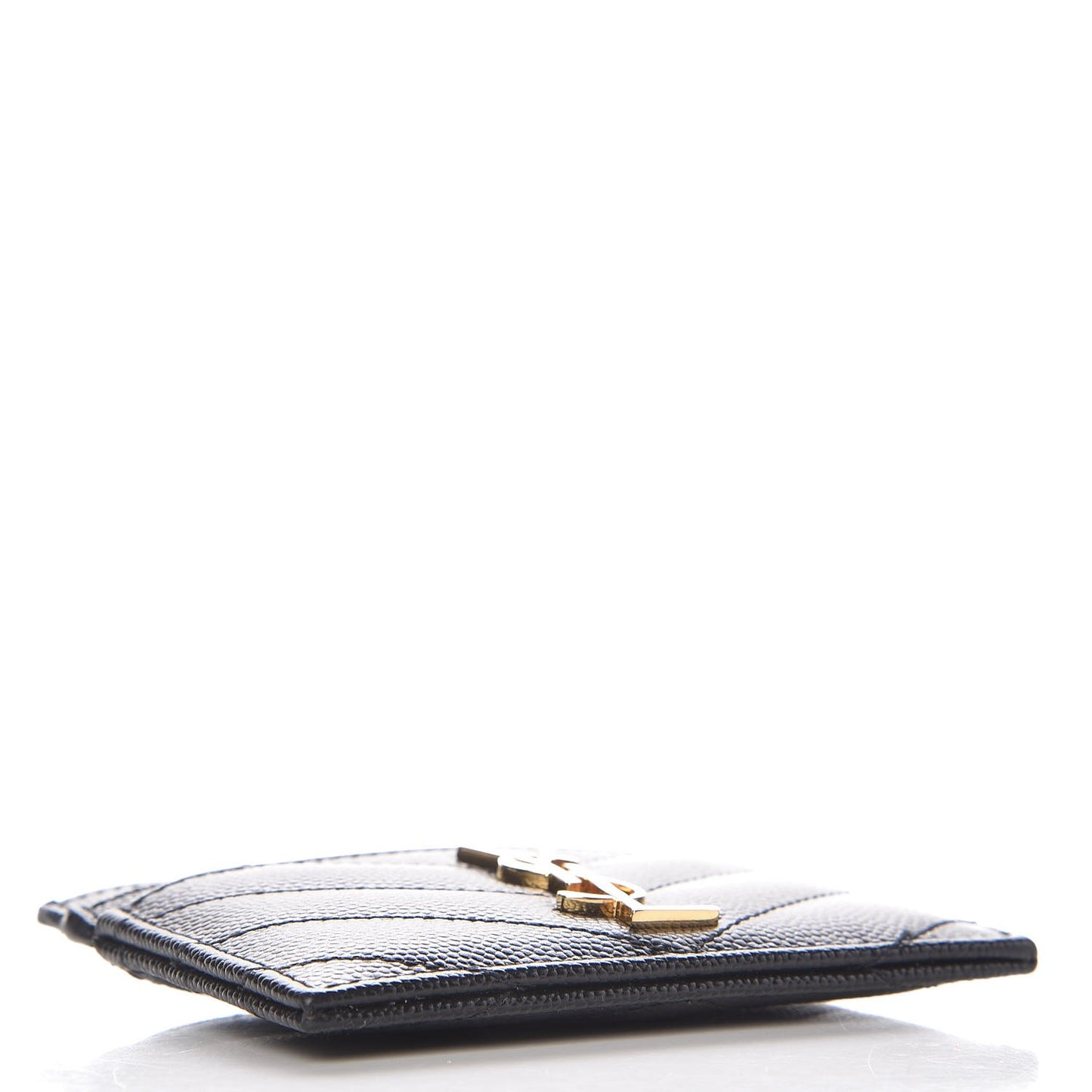 Grain De Poudre Matelasse Chevron Monogram Credit Card Case Black