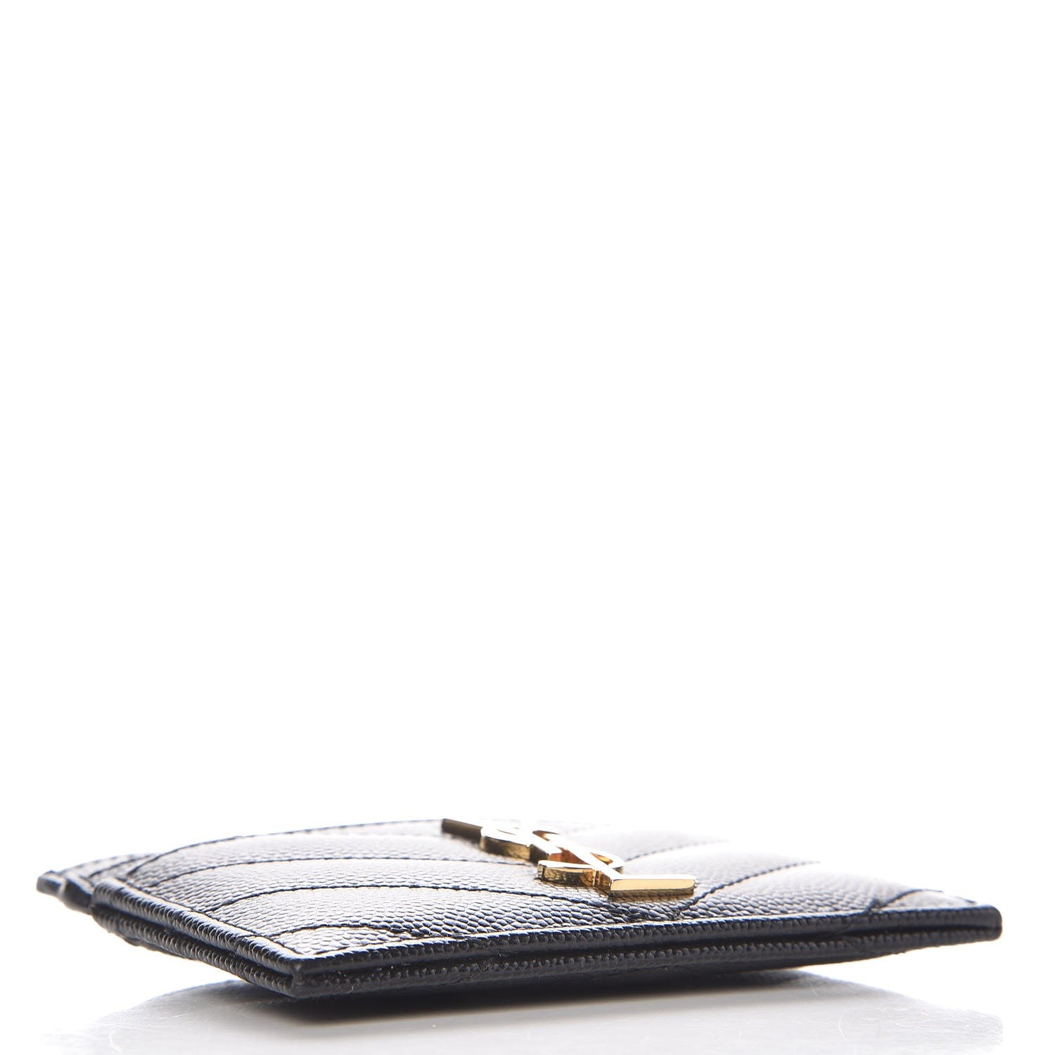 Saint Laurent Grain De Poudre Matelasse Chevron Monogram Credit Card Case Black 4 of 8
