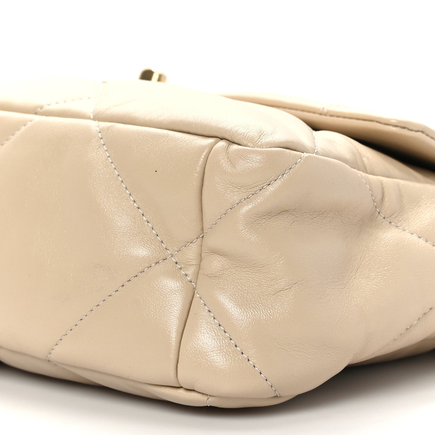 Lambskin Quilted Large Chanel 19 Flap Beige