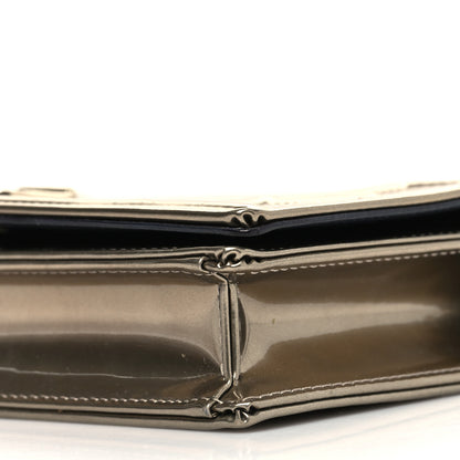 Christian Dior Metallic Patent Micro-Cannage Diorama Wallet on Chain Pouch Gold 8 of 10