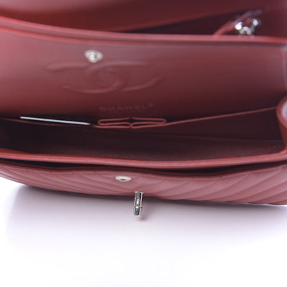 Chanel Caviar Chevron Quilted Medium Double Flap Dark Red 5 of 10