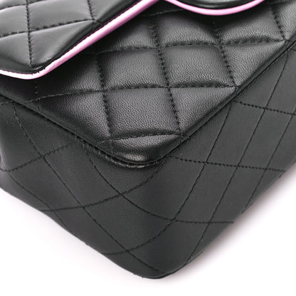 Chanel Lambskin Quilted Bi-Color Mini Top Handle Rectangular Flap Black Lilac 10 of 12
