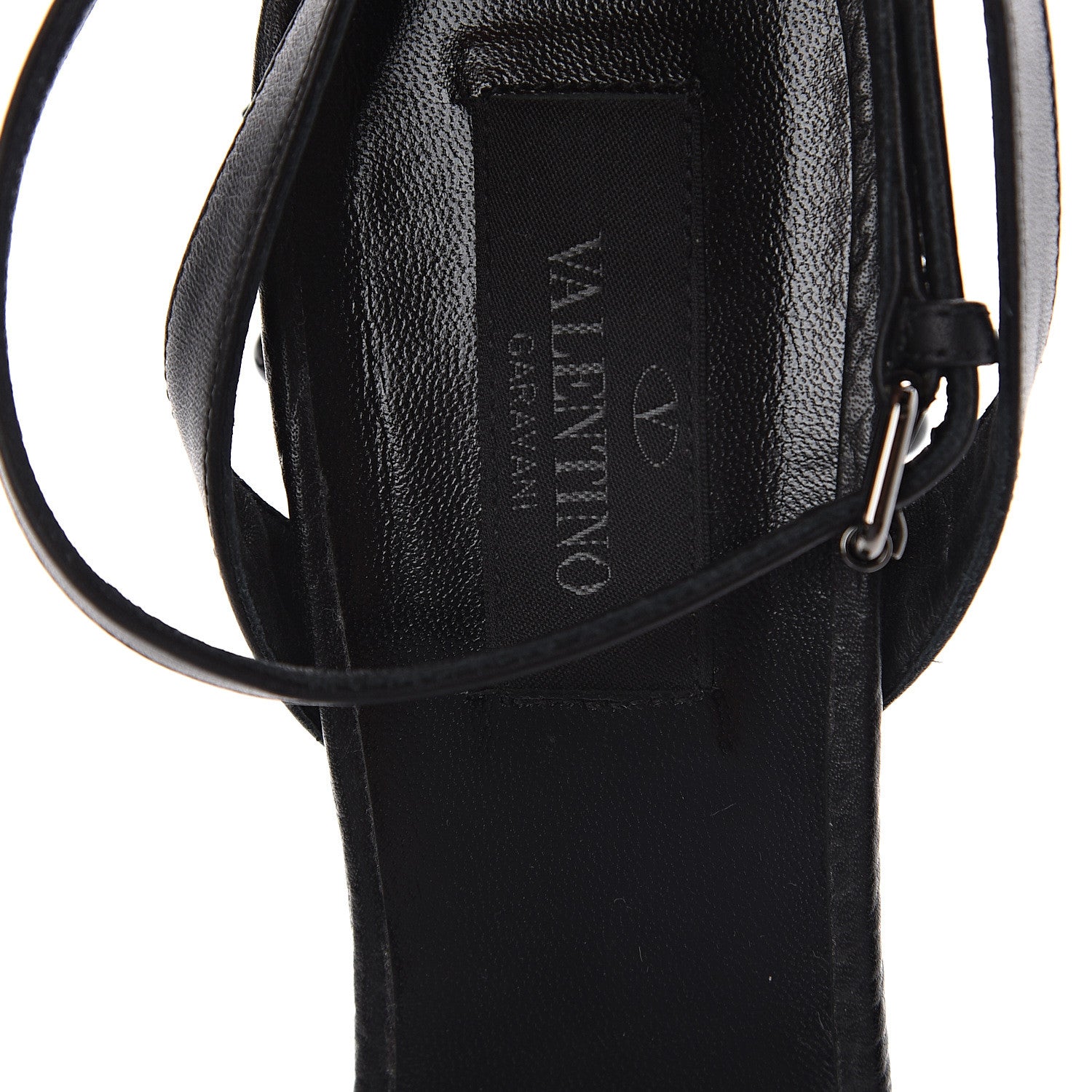 Valentino Garavani Pebbled Calfskin Rockstud Rolling 60mm City Sandals 38 Black 6 of 7