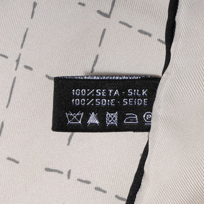 Chanel Silk Camellia Clover CC Scarf Beige Grey 5 of 5