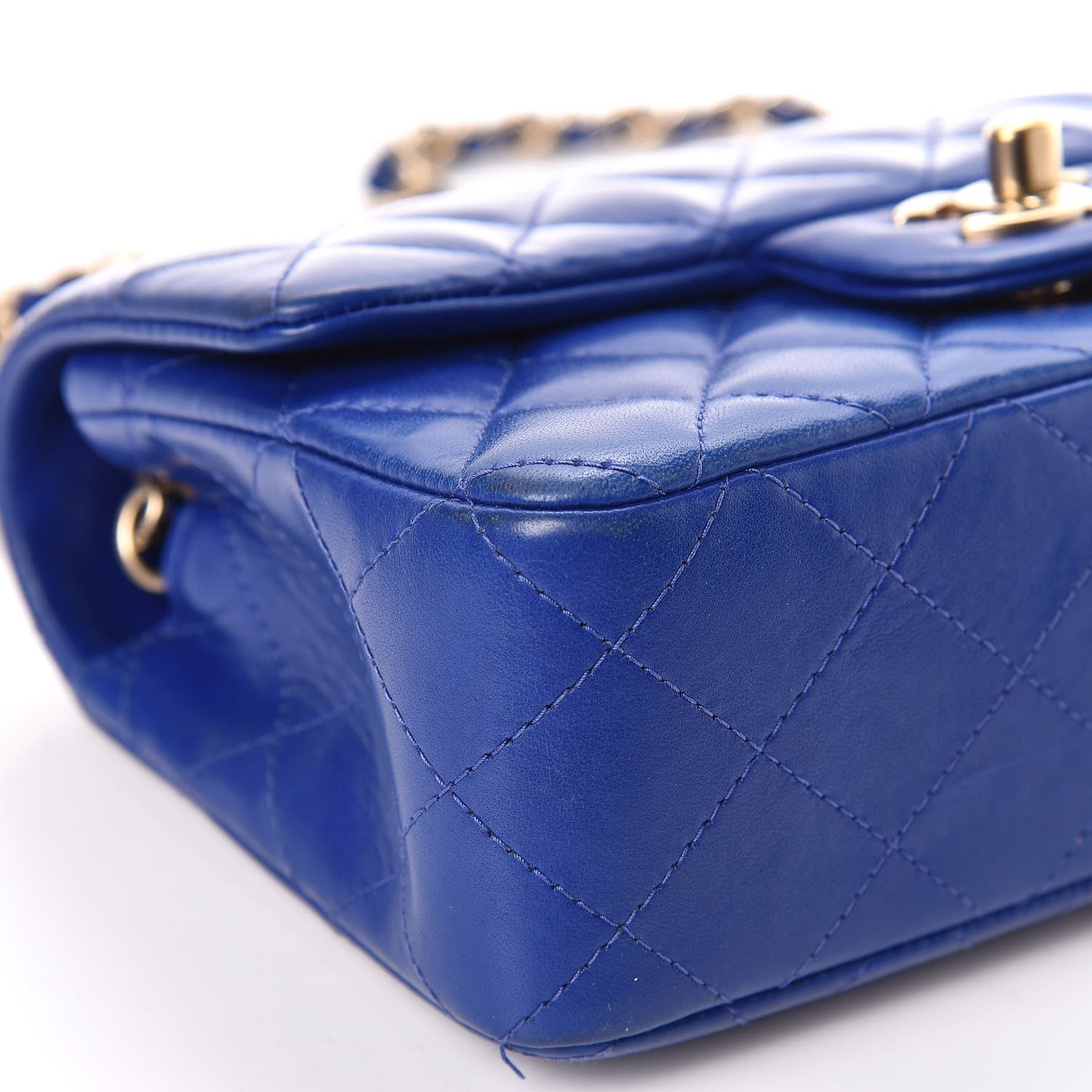 Chanel Lambskin Quilted Mini Rectangular Flap Dark Blue 5 of 14