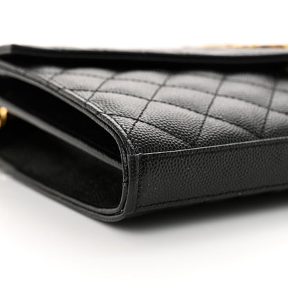 Saint Laurent Grain De Poudre Mixed Matelasse Triquilt Monogram Chain Wallet Black 9 of 10