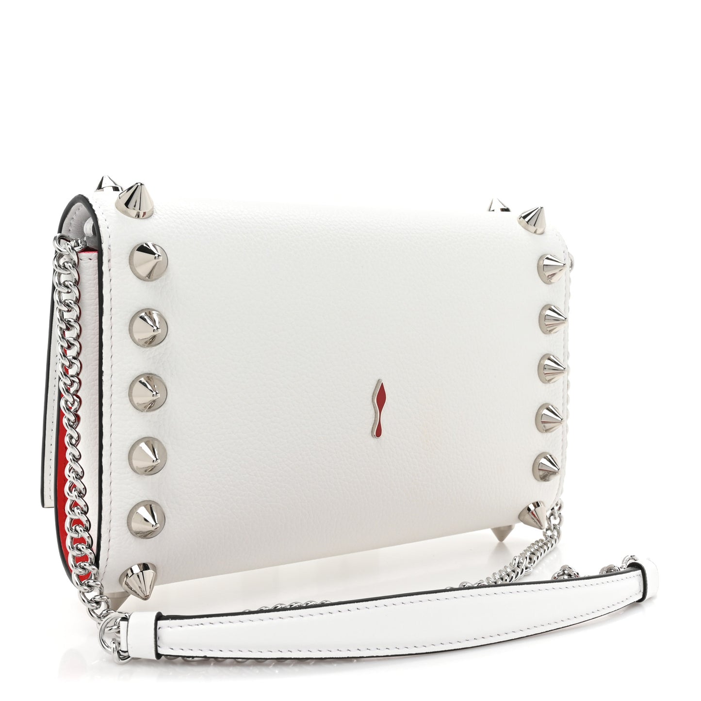 Calfskin Empire Maxi Spikes Paloma Clutch White