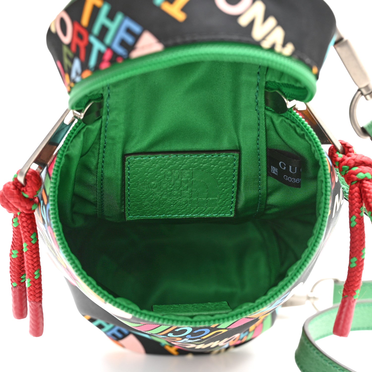 Gucci X THE NORTH FACE Econyl Nylon Barrel Shoulder Bag Black Multicolor 5 of 11
