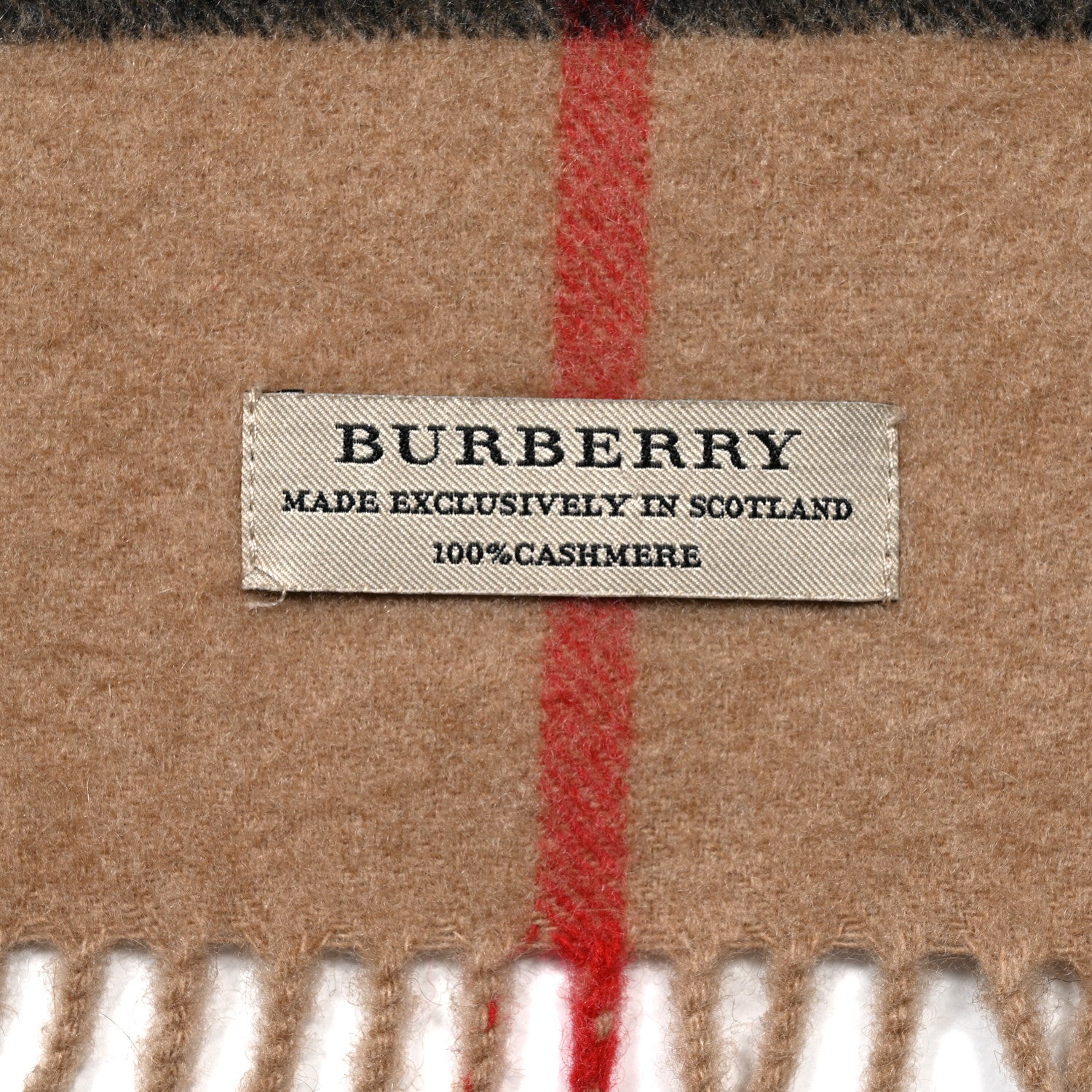 Burberry Cashmere Classic Check Fringe Scarf Camel 3 of 3