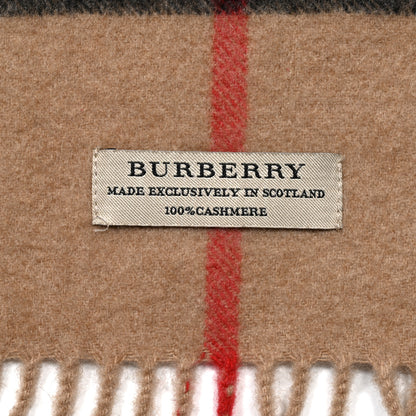 Burberry Cashmere Classic Check Fringe Scarf Camel 3 of 3