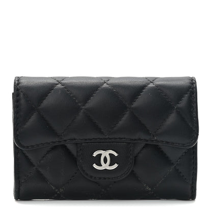 Chanel Lambskin Quilted Flap Card Holder Wallet Black 1 of 10