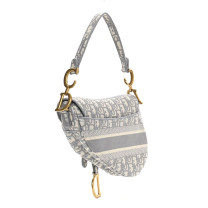 Christian Dior Oblique Embroidered Saddle Bag Gray 3 of 10