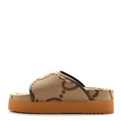 Gucci Monogram Jumbo GG Nappa Samoa Platform 40mm Slide Sandals 39 Camel Ebony New Acero 1 of 13