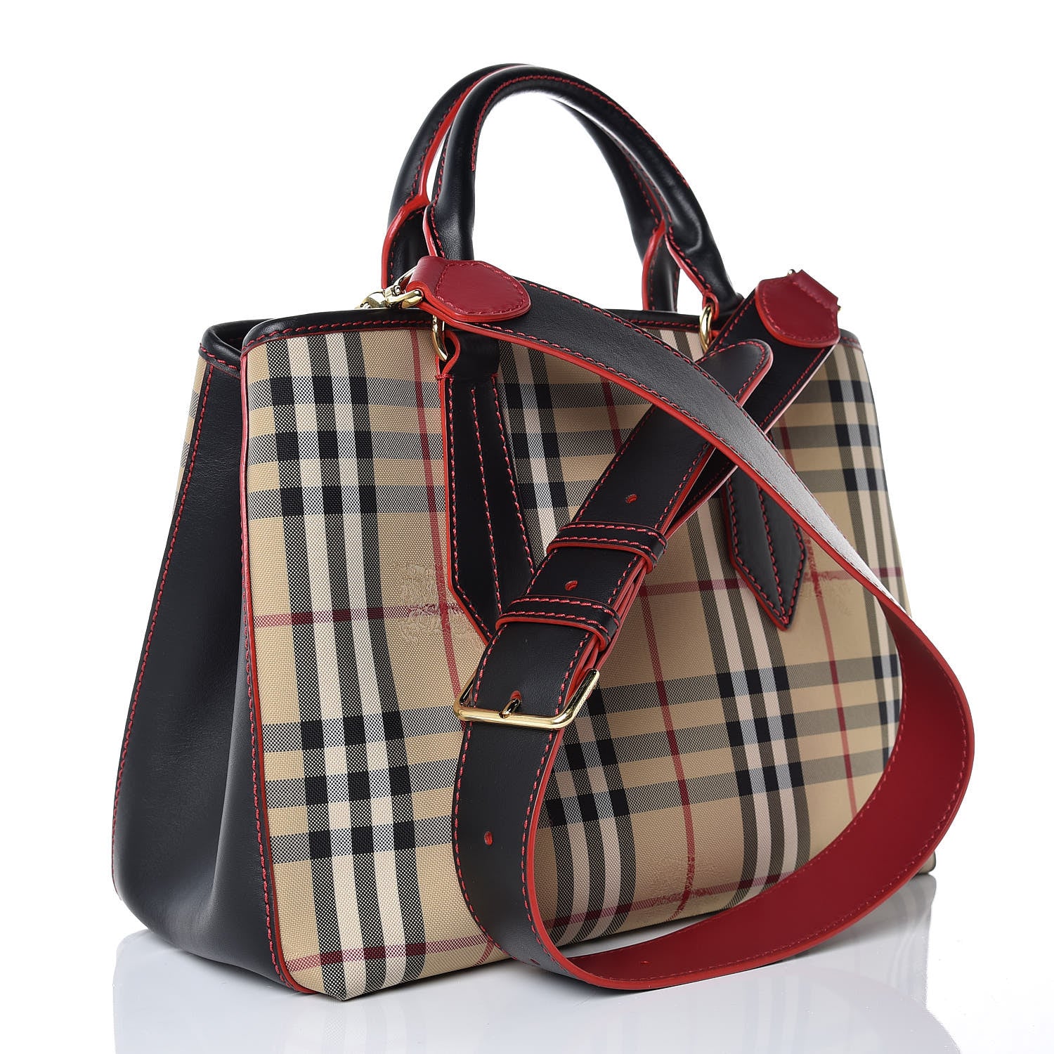 Burberry Horseferry Check Medium Ballingdon Tote Honey Black 3 of 8