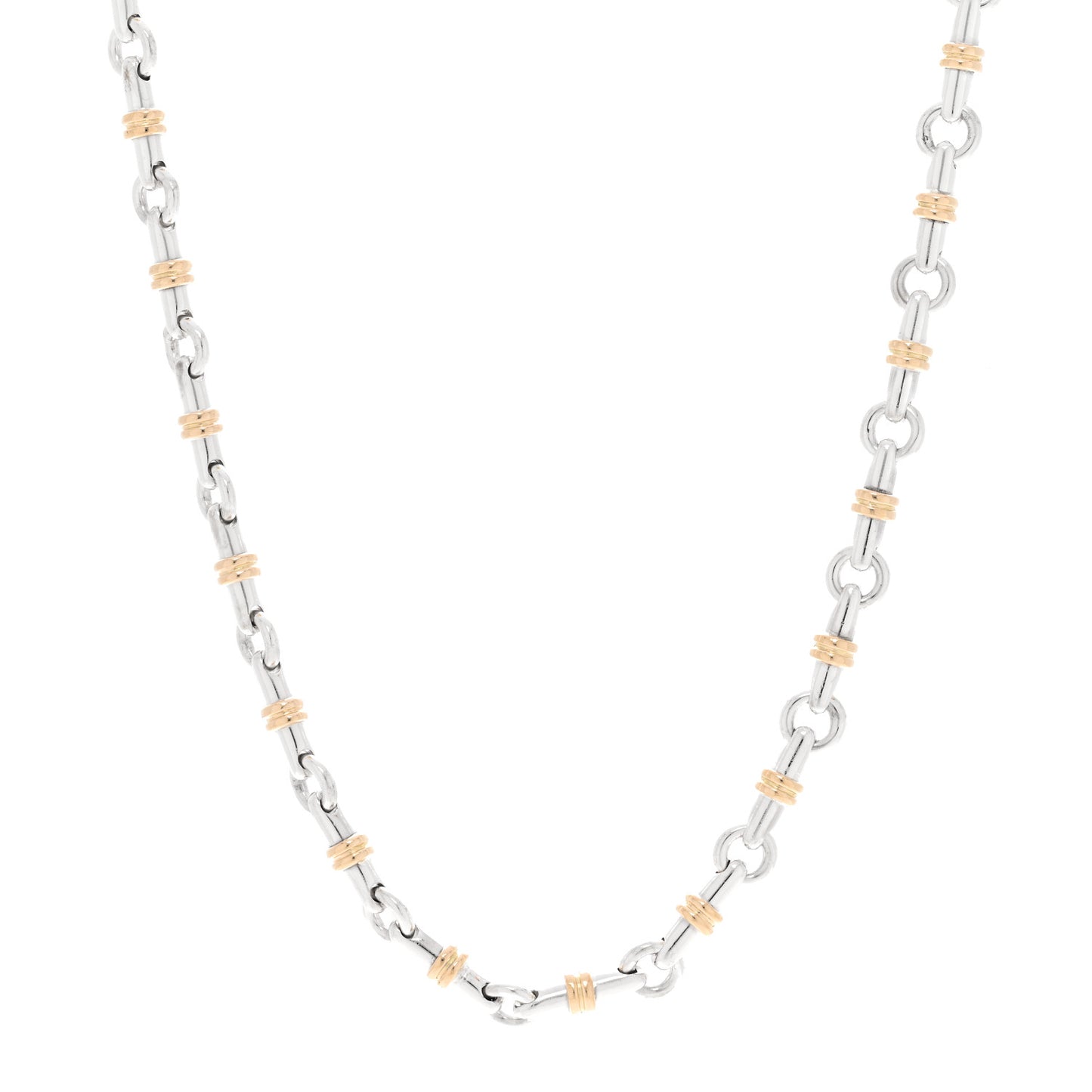 Sterling Silver 18K Yellow Gold Bar Link Necklace