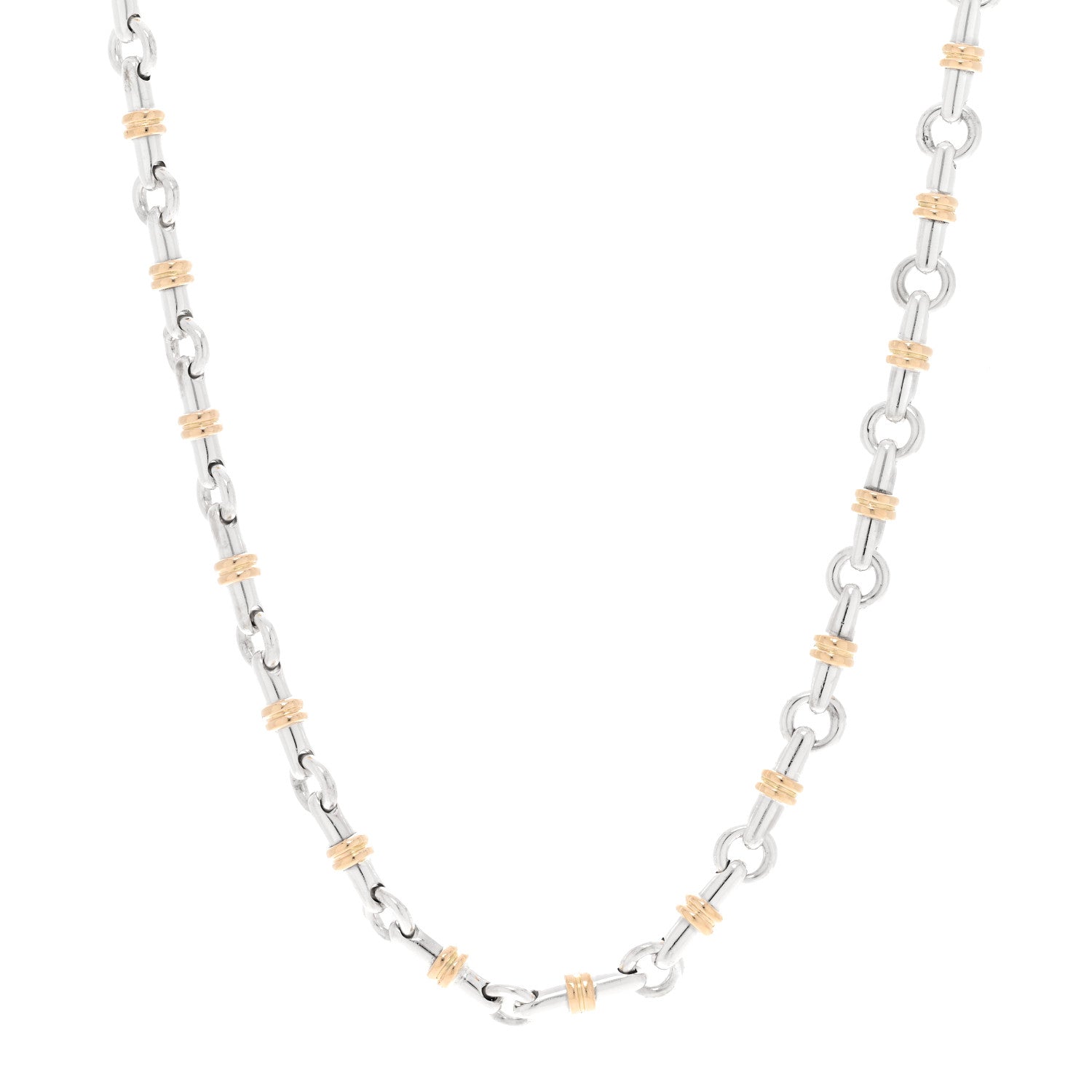 Tiffany Sterling Silver 18K Yellow Gold Bar Link Necklace 3 of 5