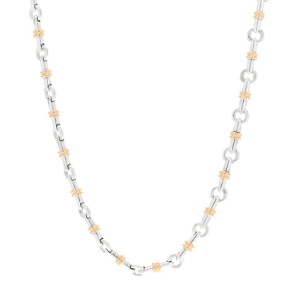 Tiffany Sterling Silver 18K Yellow Gold Bar Link Necklace 3 of 5