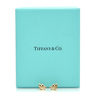 Tiffany 18K Yellow Gold Diamond Paloma Picasso Olive Leaf Earrings 6 of 6