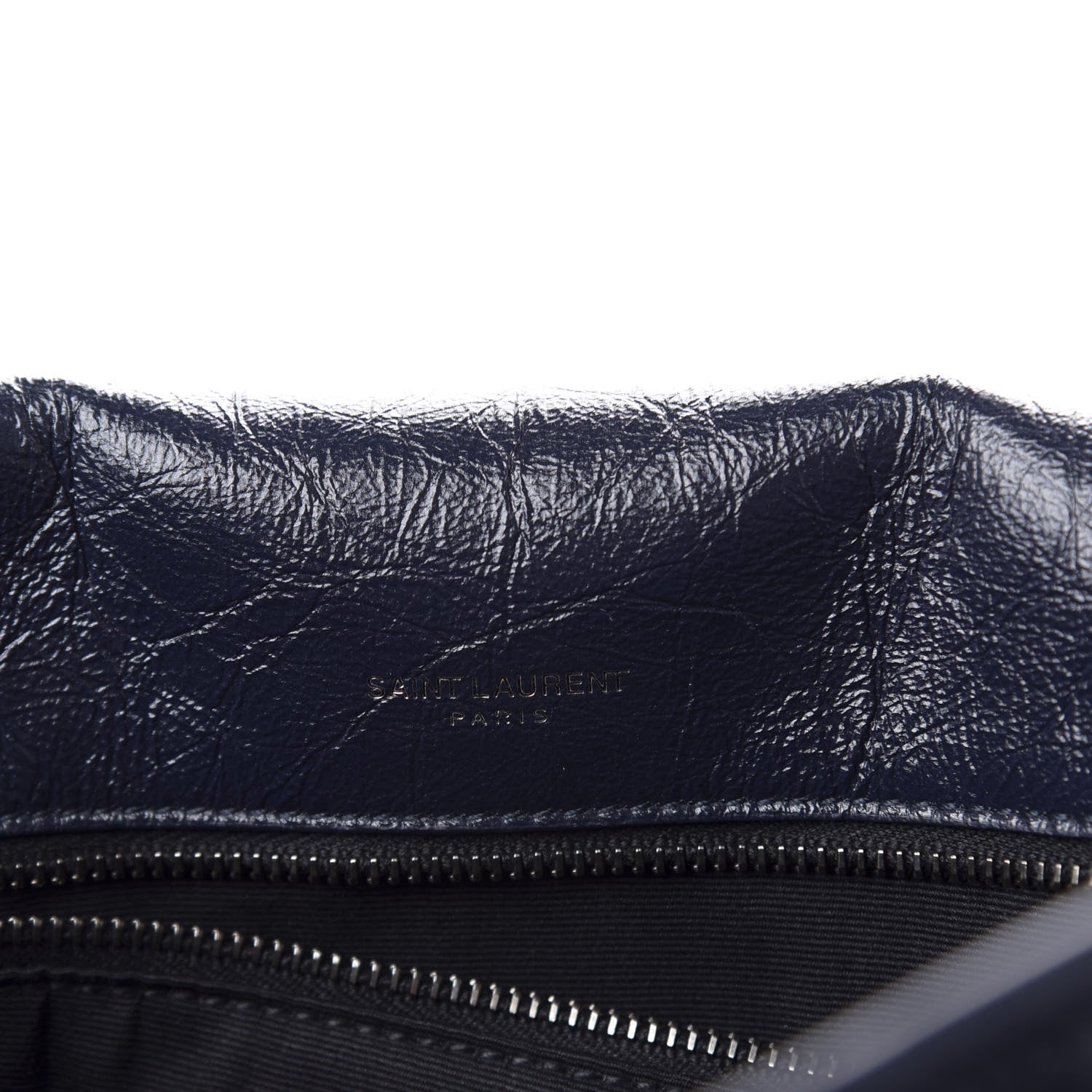 Saint Laurent Crinkled Calfskin Matelasse Monogram Large Niki Chain Satchel Deep Marine 9 of 11