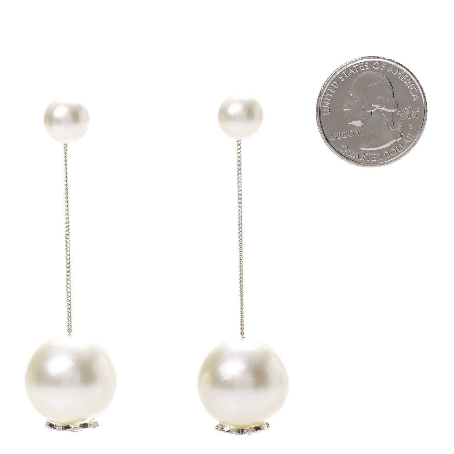 Chanel Pearl CC Chain Drop Earrings Gold 2 of 4
