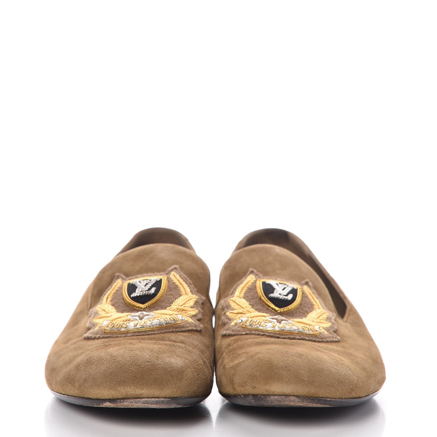 Louis Vuitton Suede Preppy Flat Loafers 38.5 Kaki 2 of 14