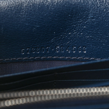 Gucci Vintage Effect Calfskin Matelasse Diagonal Torchon GG Marmont Chain Wallet Blue Agata Mystic White 7 of 12