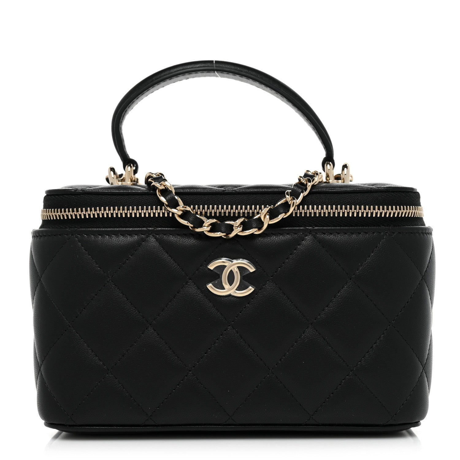 Chanel Lambskin Quilted Small Top Handle Vanity Case With Chain Black 1 of 9