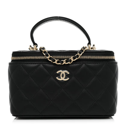 Chanel Lambskin Quilted Small Top Handle Vanity Case With Chain Black 1 of 9