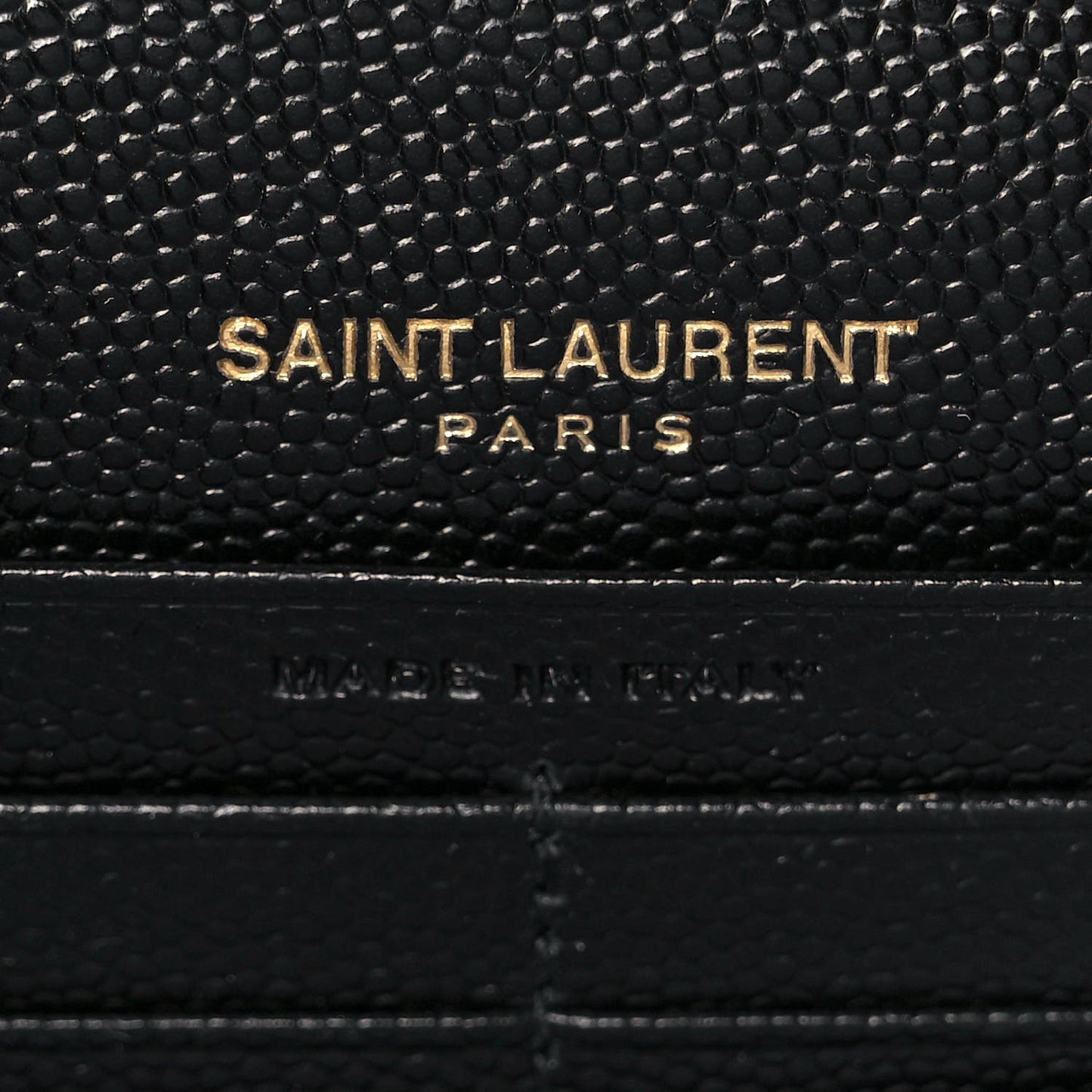 Grain De Poudre Matelasse Chevron Monogram Envelope Chain Wallet Black