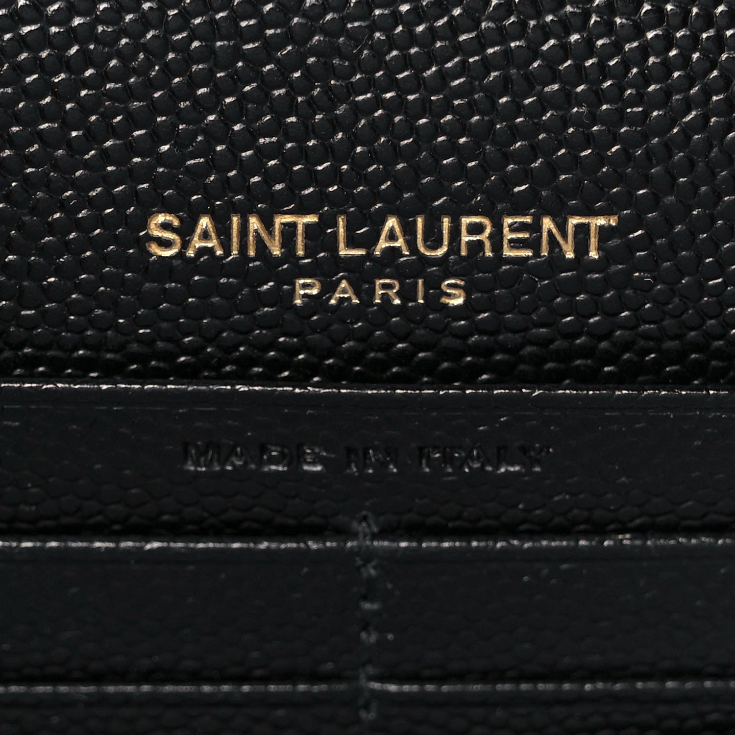 Saint Laurent Grain De Poudre Matelasse Chevron Monogram Envelope Chain Wallet Black 6 of 10
