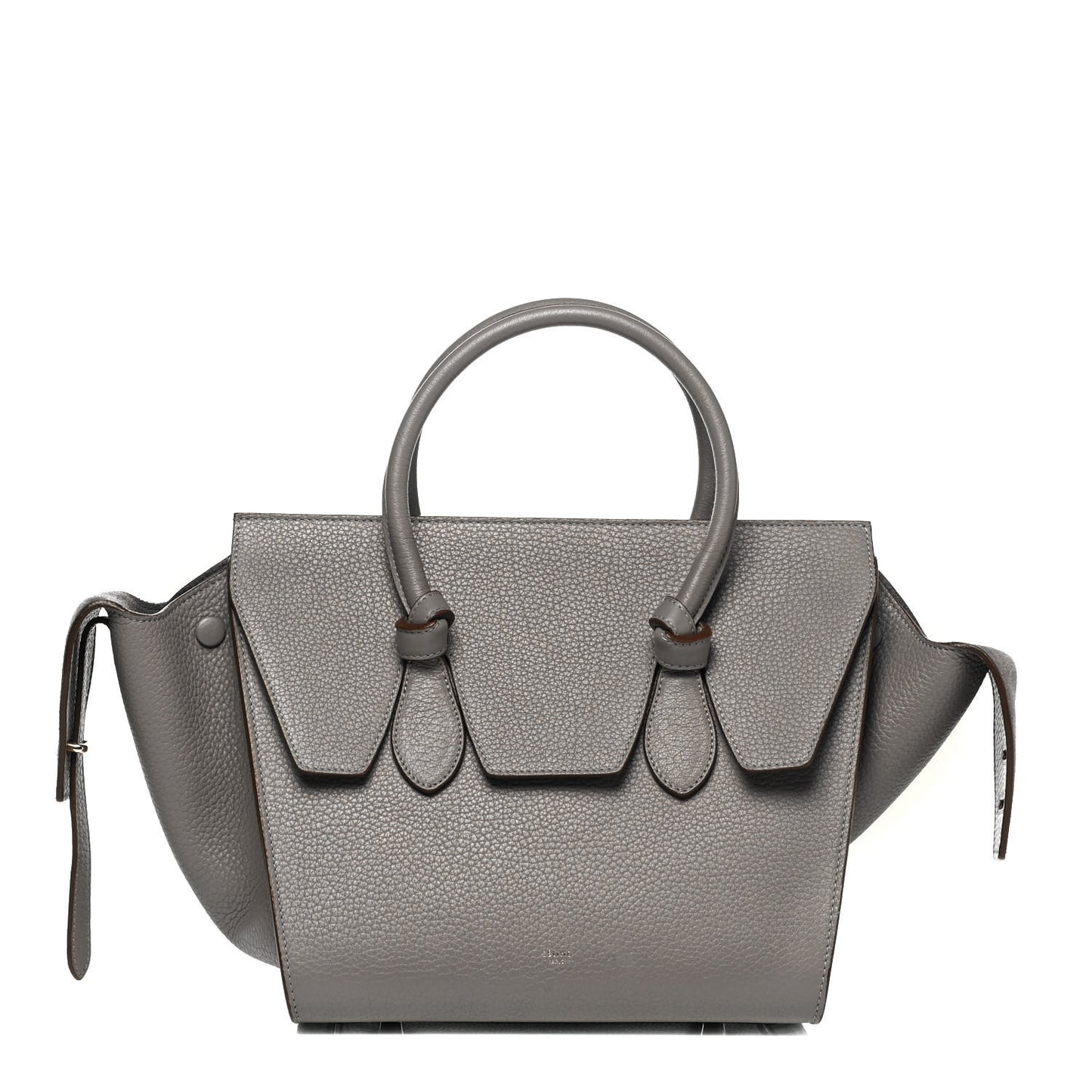 Crisped Calfskin Small Tie Knot Tote Medium Grey