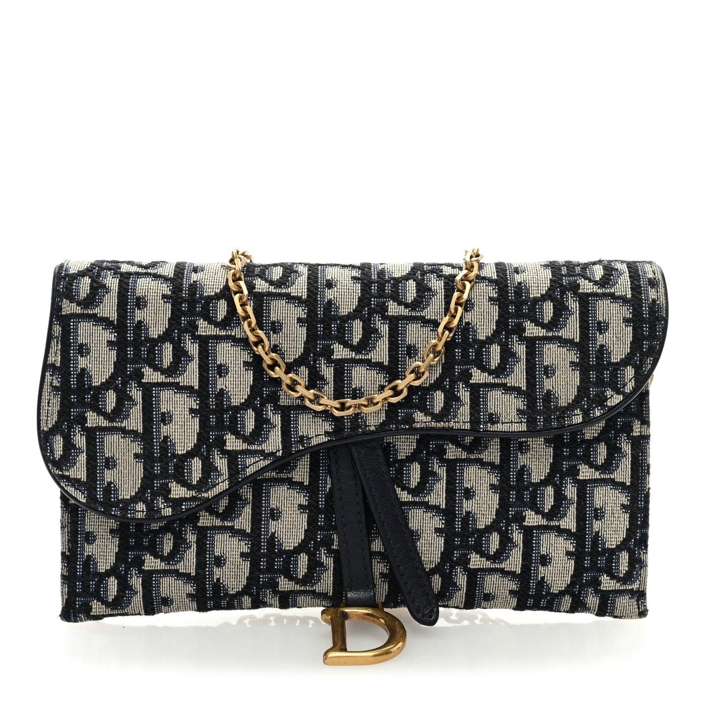 Oblique Saddle Chain Long Wallet Blue