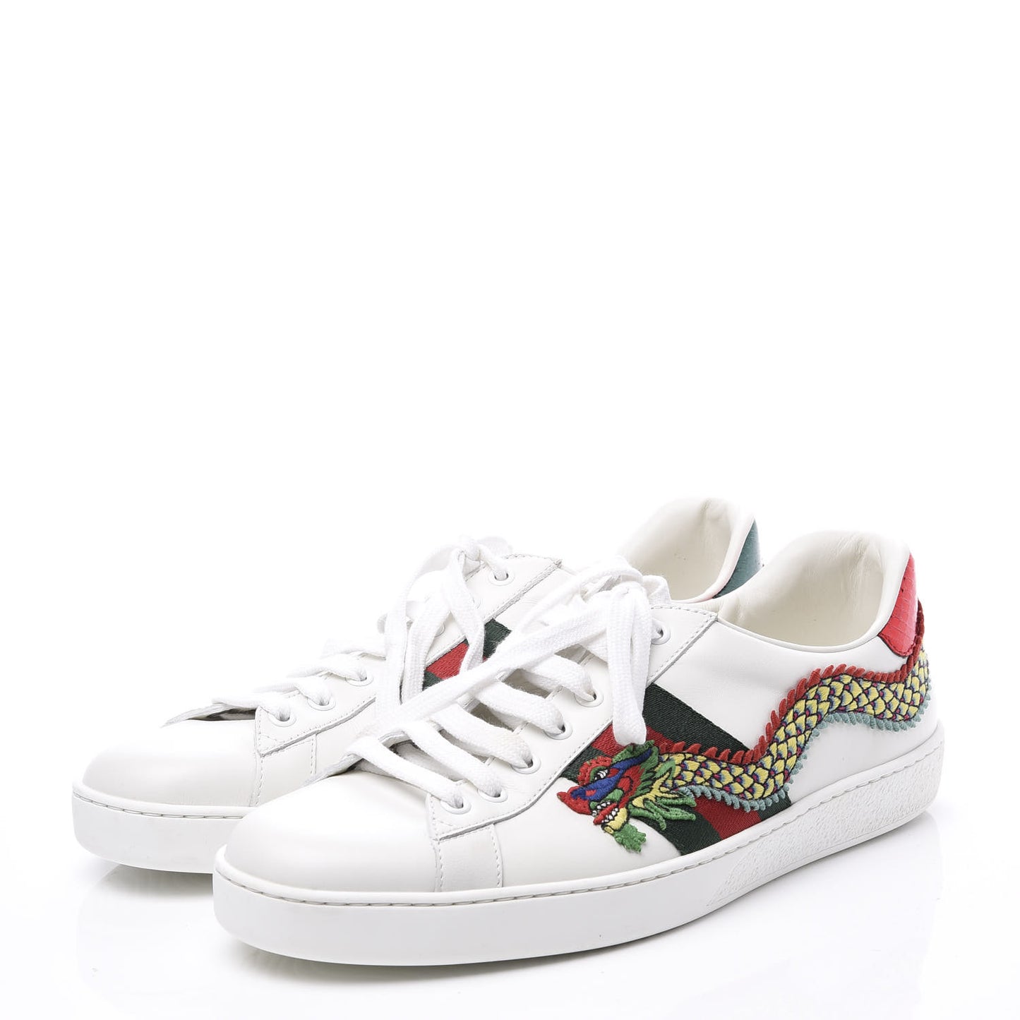 Calfskin Ayers Web Dragon Embroidered Mens New Ace Sneakers 9 White
