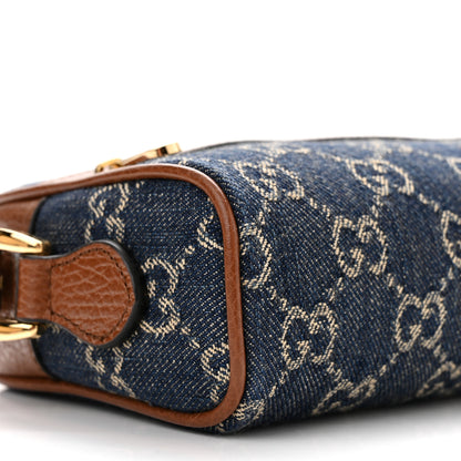 Gucci New Denim GG Monogram Dollar Calfskin Mini Ophidia Shoulder Bag Blue Tea Cuir Epilog 9 of 10