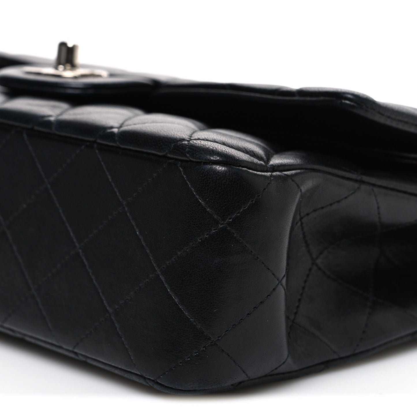 Lambskin Quilted Medium Double Flap Black