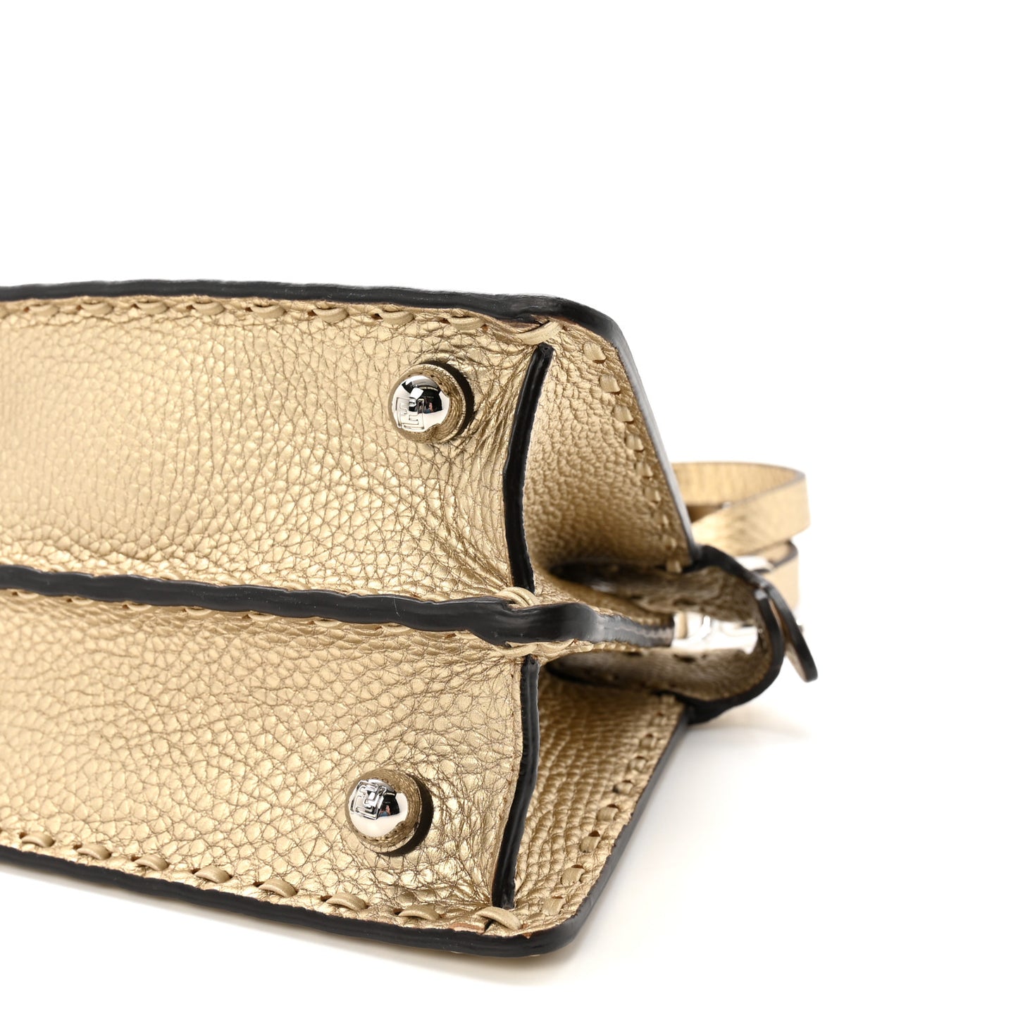 Metallic Cuoio Roma Sellerissima Nappa Sintetica Tape Stitch Petite Peekaboo I SEE U Iconic Satchel Platino
